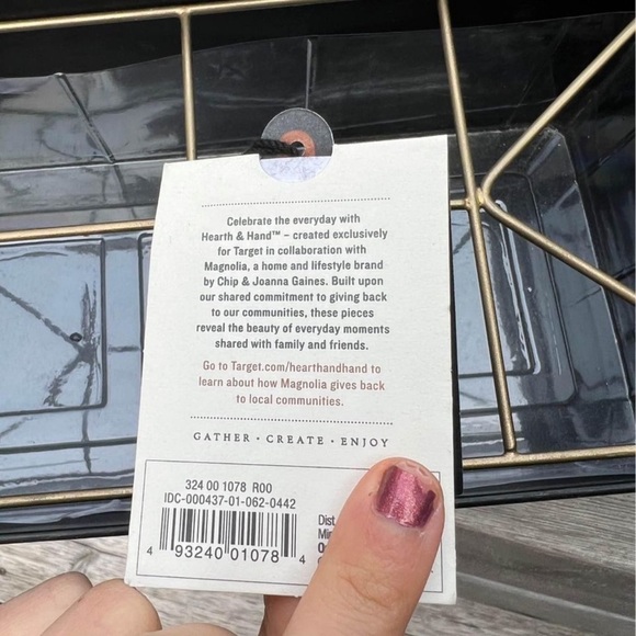 HEARTH & HAND With Magnolia Rectangular Metal Vase Black & Gold BRAND NEW - Picture 8 of 10